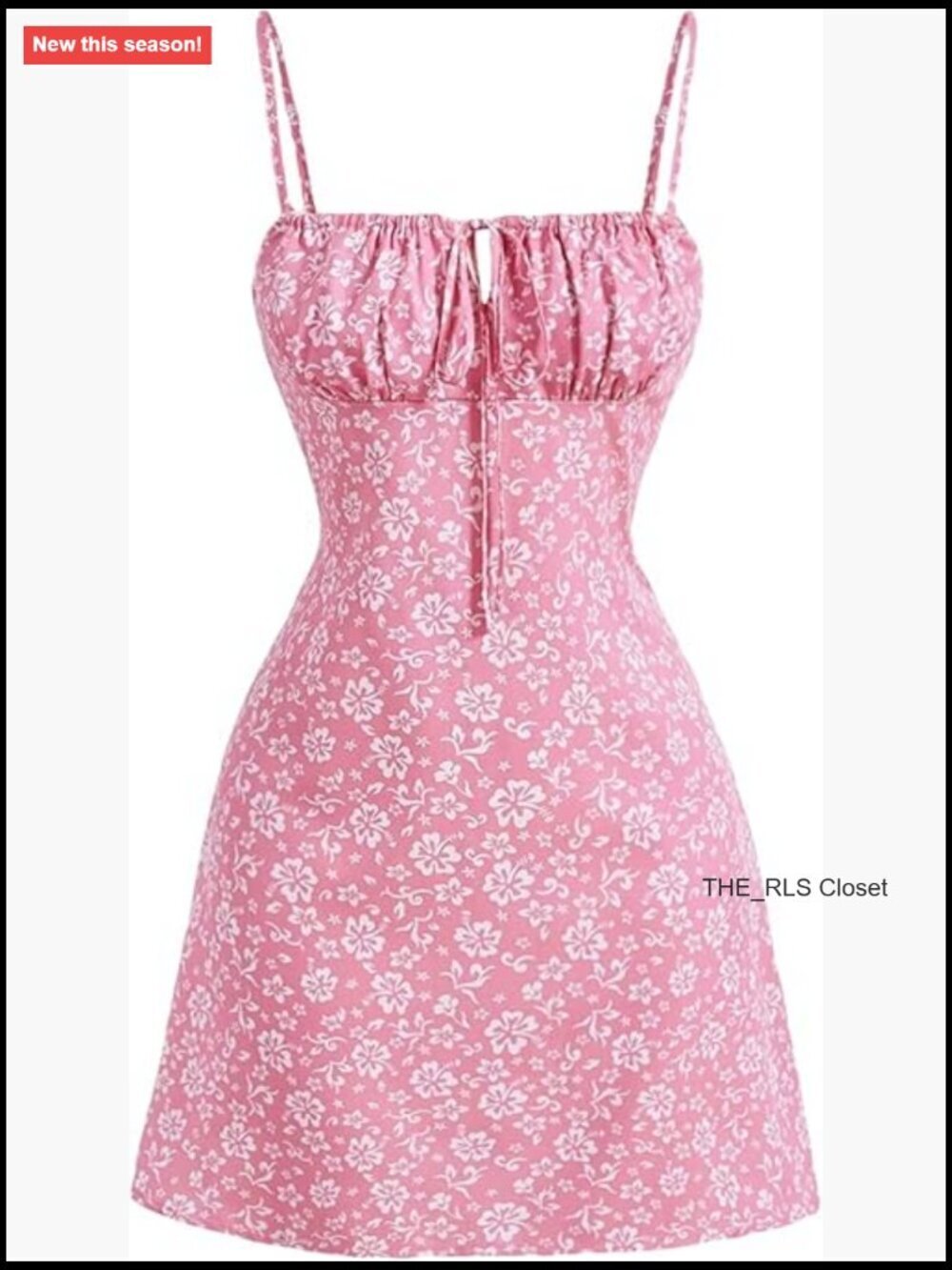 Summer Floral Cherry Print A Line Short Cami Dress